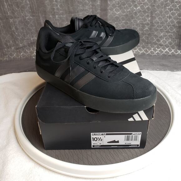 Adidas VL Court 3.0 Mens 10.5 Black Suede Streetwear Skatercore Y2K Casualwear - Picture 2 of 10